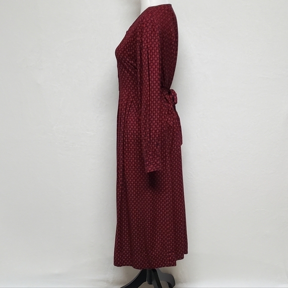 VINTAGE 80s Sarah Elizabeth Red Floral Print Pleated Princess Cut Midi Dress 6 - Picture 8 of 13